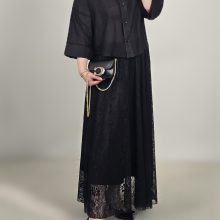 دامن کلوش گیپور گلدار